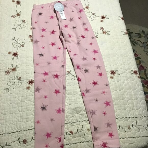 New Gap Girl's Cozy Lined Pink Leggings with Stars, Size XL (12) - Picture 1 of 1